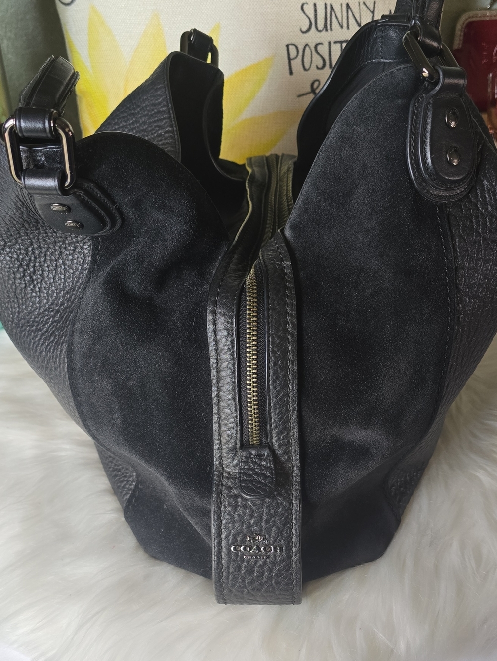 Coach Eddie 42 Suede And Pebbled Leather Tote - Picture 6 of 16